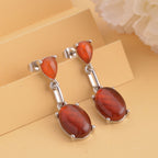 Rote Achat Ohrringe, silberfarben ca. 25.00 ct