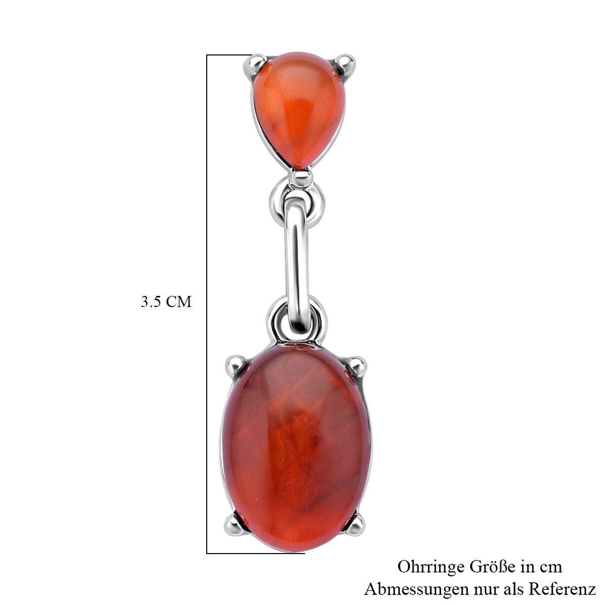 Rote Achat Ohrringe, silberfarben ca. 25.00 ct