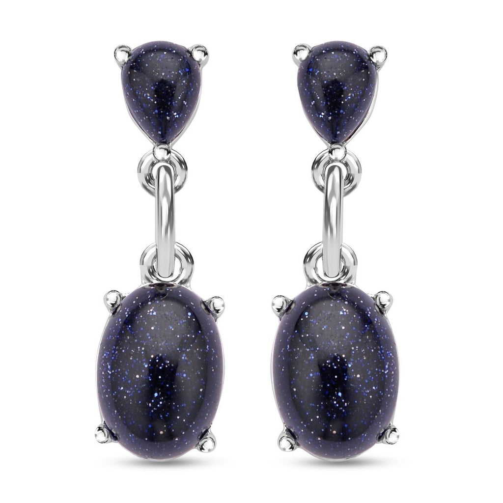 Blaue Sandstein Ohrringe, silberfarben, ca. 25.00 ct