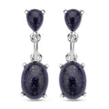 Blaue Sandstein Ohrringe, silberfarben, ca. 25.00 ct