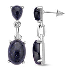 Blaue Sandstein Ohrringe, silberfarben, ca. 25.00 ct