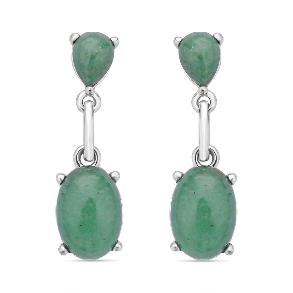Grüne Aventurin Ohrringe, silberfarben ca. 25.00 ct