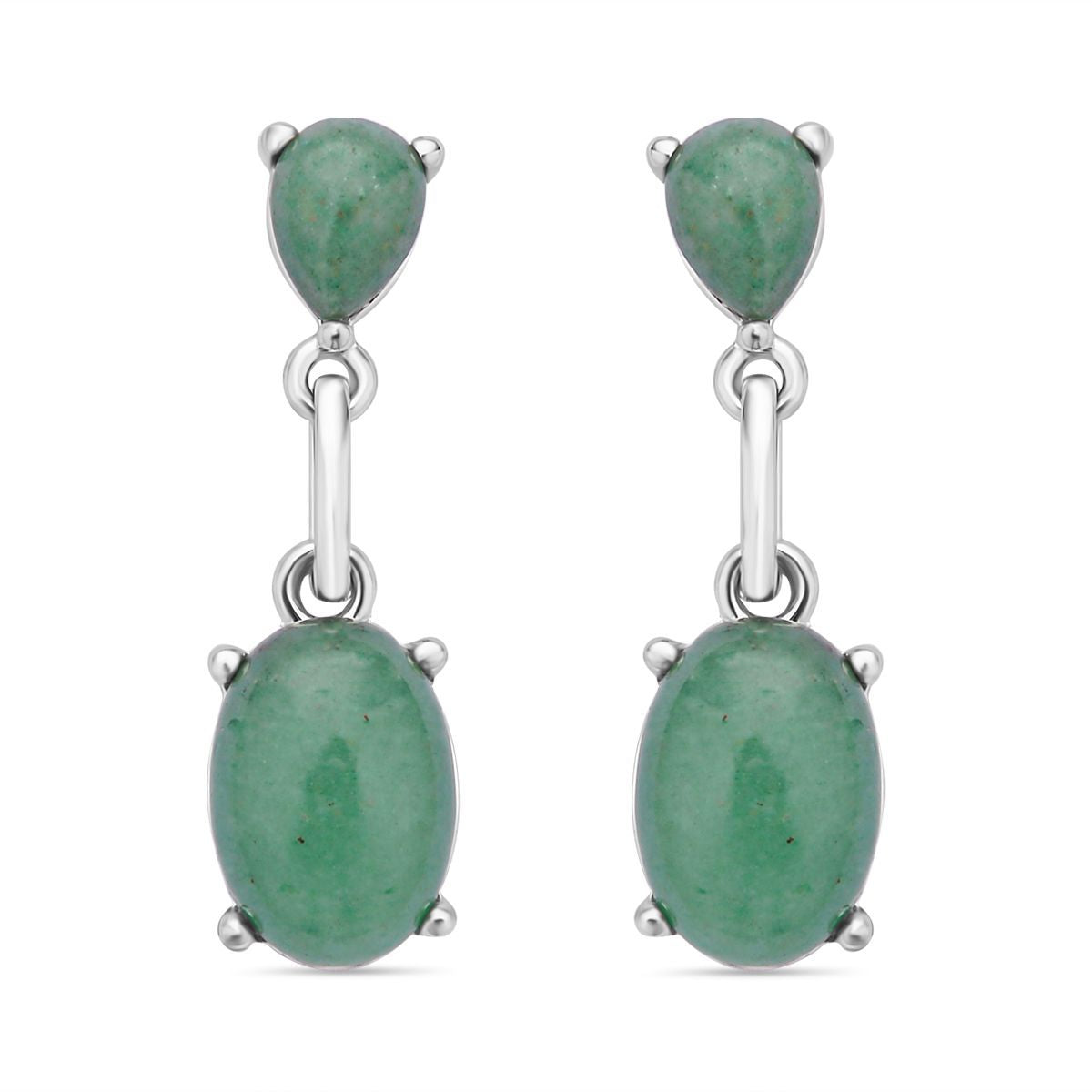 Grüne Aventurin Ohrringe, silberfarben ca. 25.00 ct