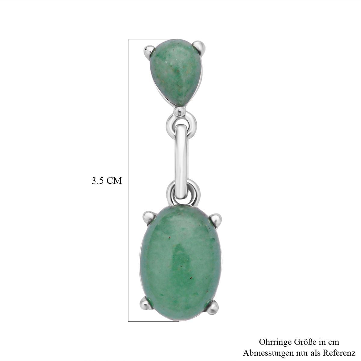 Grüne Aventurin Ohrringe, silberfarben ca. 25.00 ct