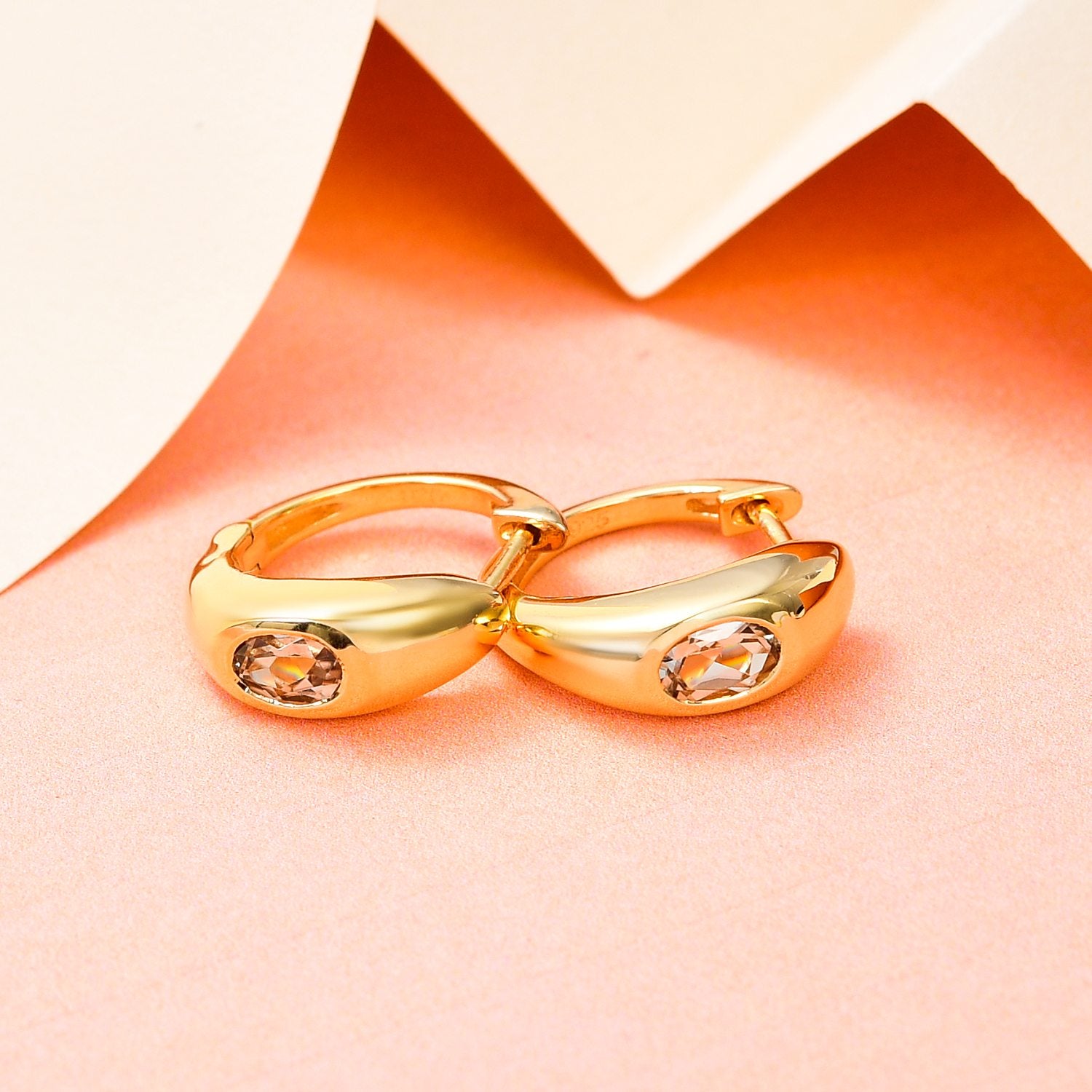 AAA Turkizit Creolen, 925 Silber Gelbgold Vermeil ca. 1,00 ct