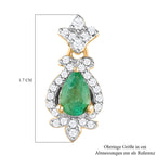 AAA Kagem Sambische Smaragd und weiße Zirkon Ohrringe, 925 Silber Gelbgold Vermeil ca. 1.15 ct