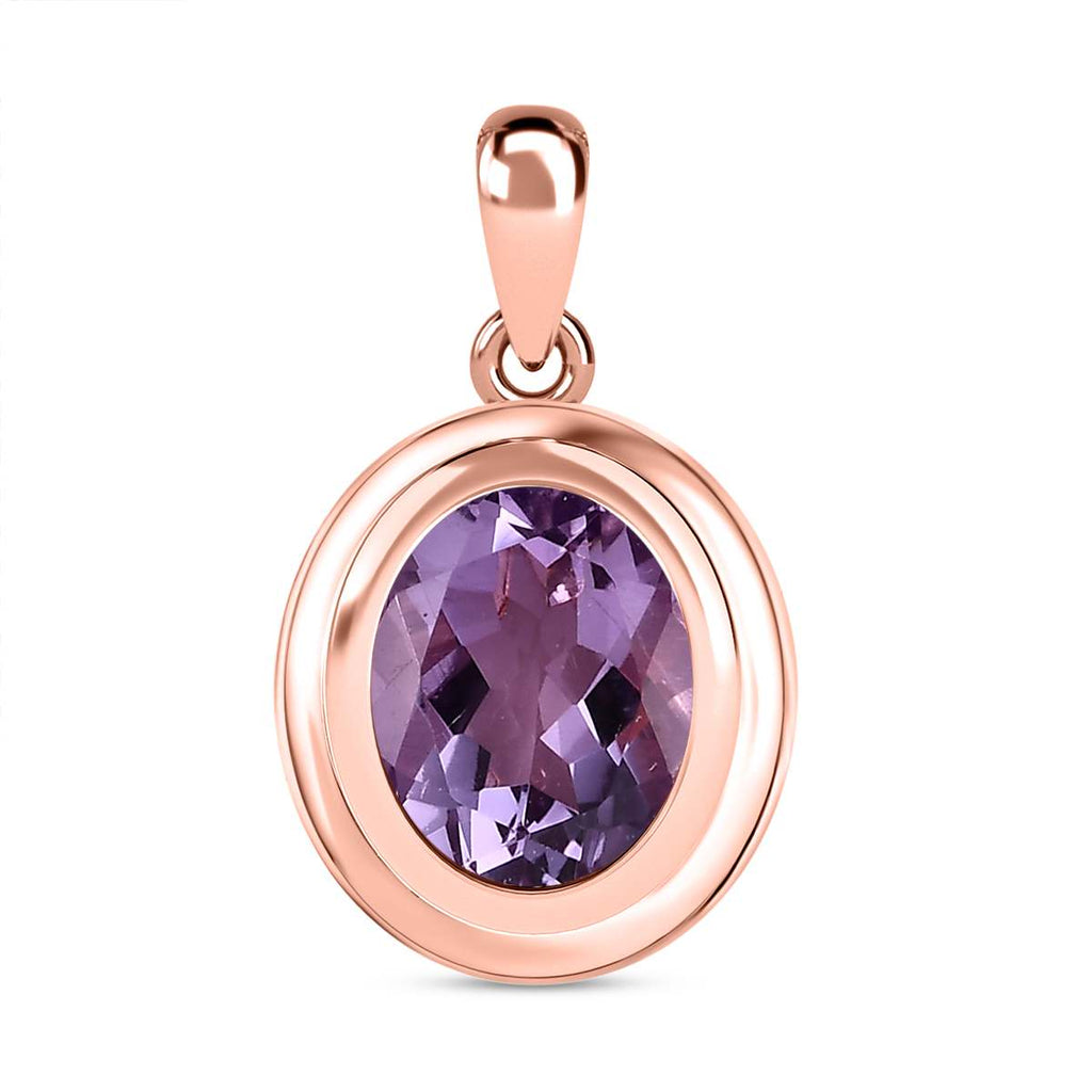 Rosa Amethyst Anhänger, Messing rosévergoldet, ca. 3.25 ct