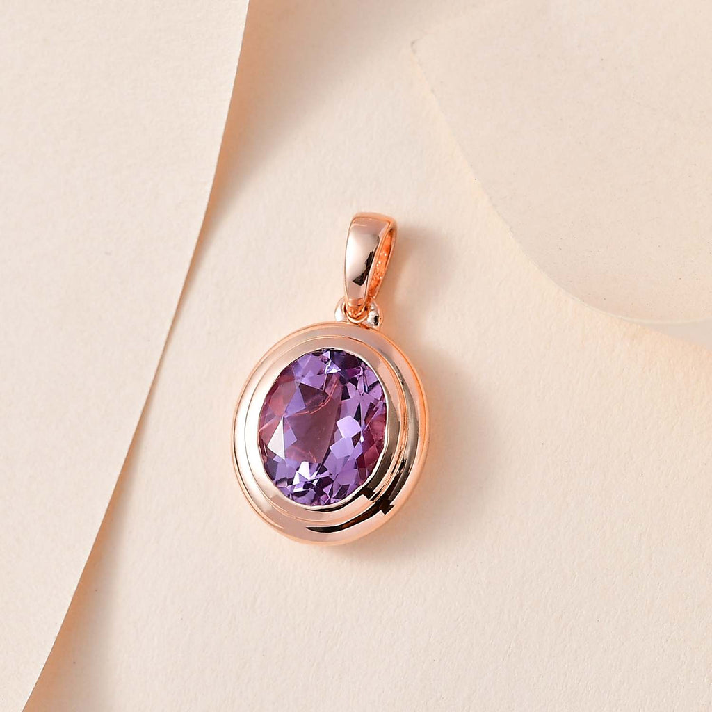 Rosa Amethyst Anhänger, Messing rosévergoldet, ca. 3.25 ct