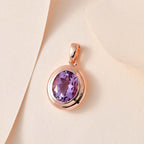 Rosa Amethyst Anhänger, Messing rosévergoldet, ca. 3.25 ct