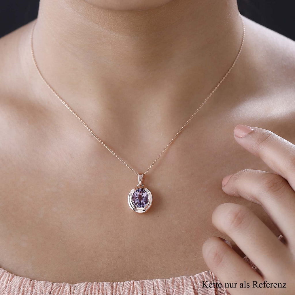 Rosa Amethyst Anhänger, Messing rosévergoldet, ca. 3.25 ct