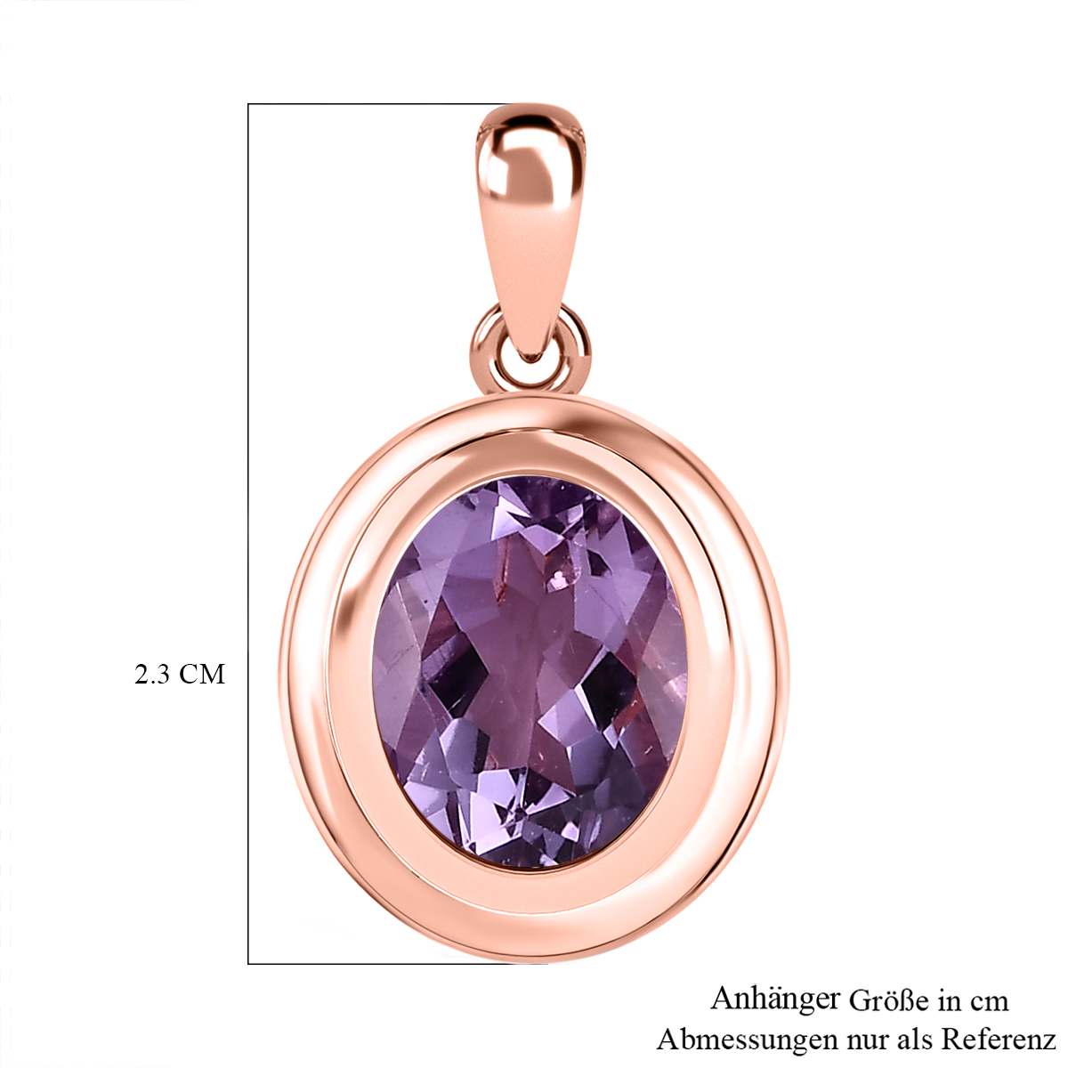 Rosa Amethyst Anhänger, Messing rosévergoldet, ca. 3.25 ct