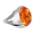 Natürlicher Bernstein Ring, 925 Silber platiniert (Größe 16.00) ca. 4,27 ct