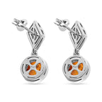 AAA Natürlicher Baltische Bernstein und weiße Zirkon Ohrringe, 925 Silber platiniert ca. 2,08 ct