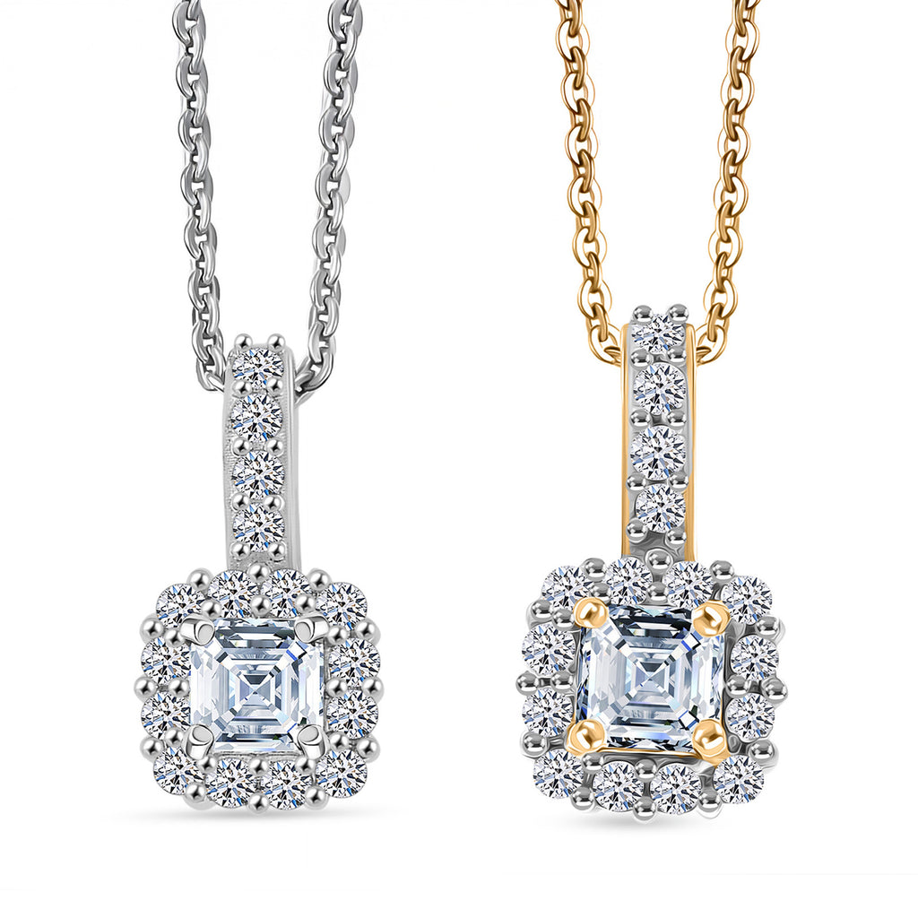 LUXURIANT 2er-Set SI-GH Labor Diamant Anhänger mit 45cm Kette