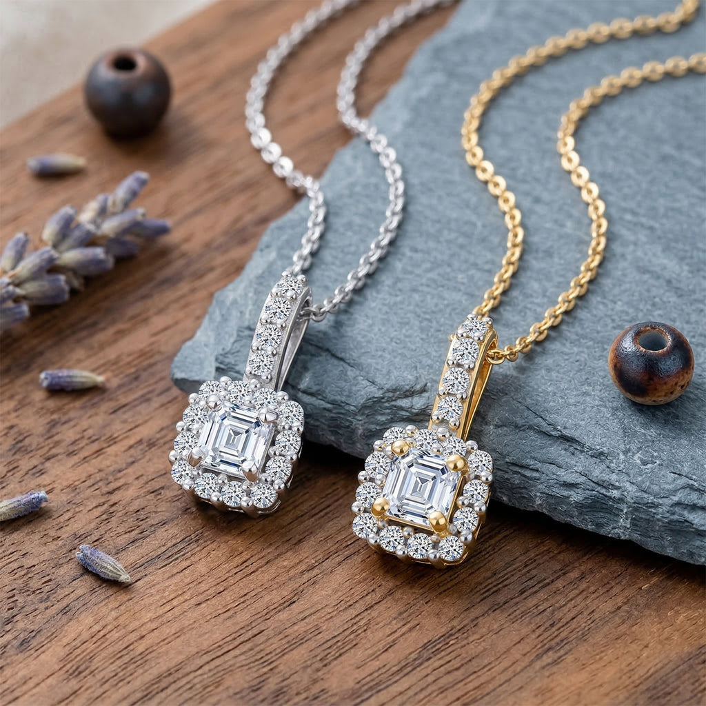 LUXURIANT 2er-Set SI-GH Labor Diamant Anhänger mit 45cm Kette
