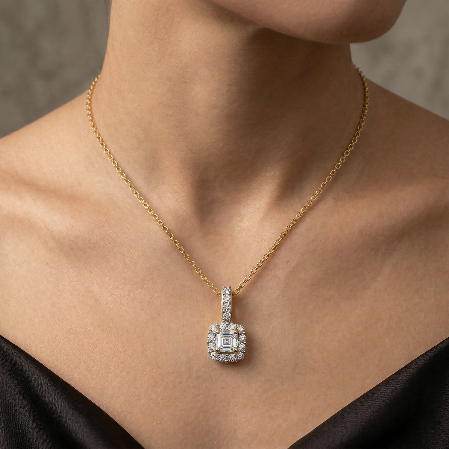 LUXURIANT 2er-Set SI-GH Labor Diamant Anhänger mit 45cm Kette