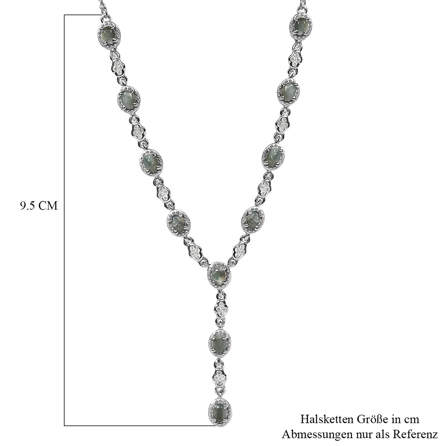 Alexandrit und weiße Zirkon Halskette, ca. 45 cm, 925 Silber platiniert ca. 2.46 ct