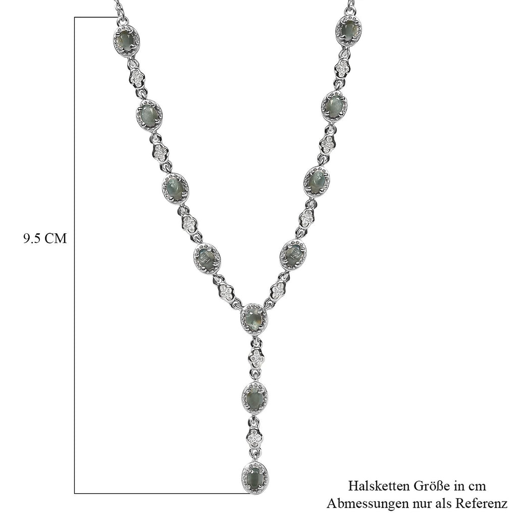 Alexandrit und weiße Zirkon Halskette, ca. 45 cm, 925 Silber platiniert ca. 2.46 ct