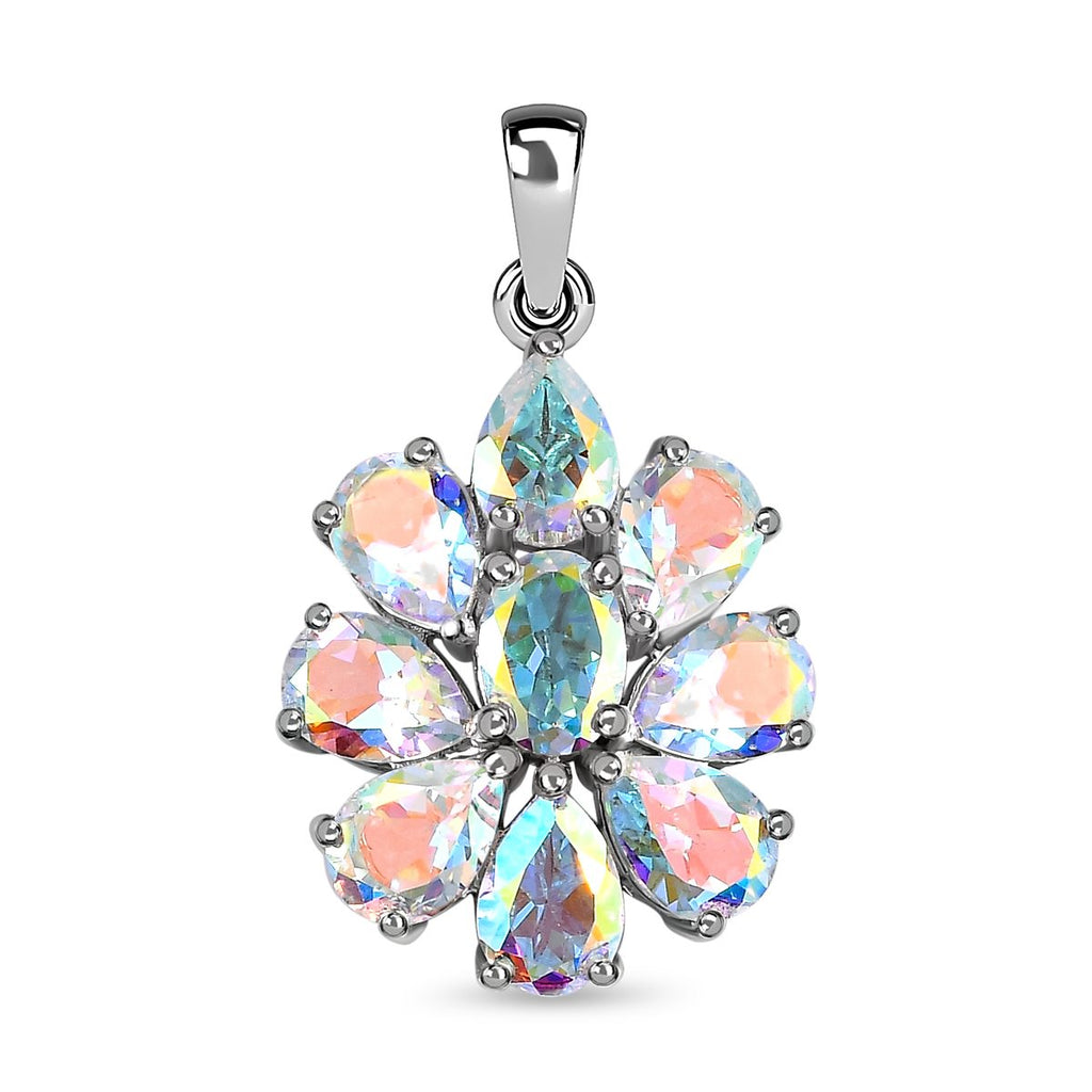 Merkur mystischer Topas Anhänger, 925 Silber platiniert ca. 7.25 ct