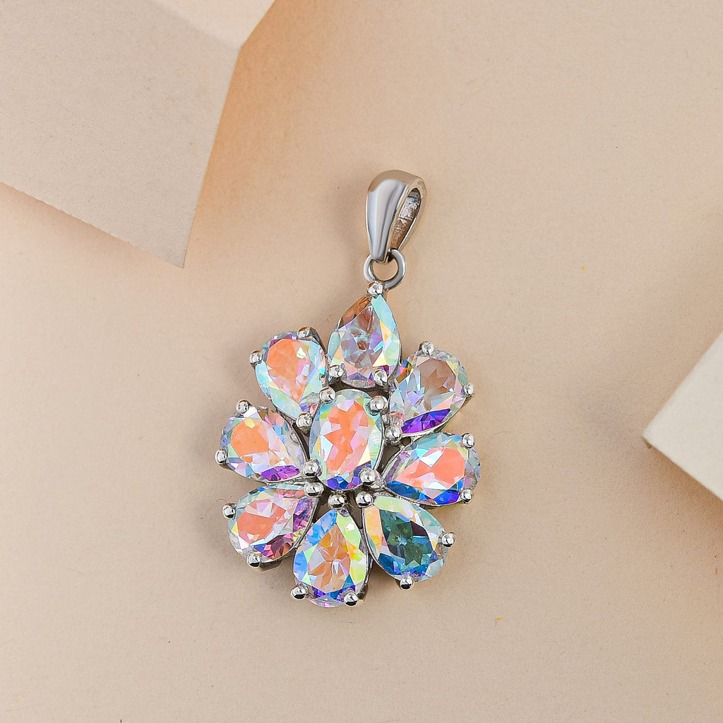 Merkur mystischer Topas Anhänger, 925 Silber platiniert ca. 7.25 ct
