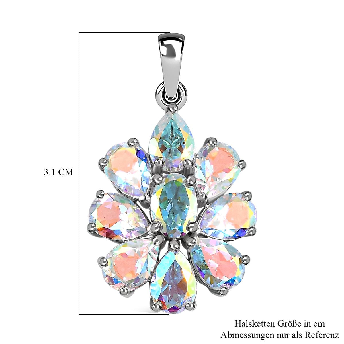 Merkur mystischer Topas Anhänger, 925 Silber platiniert ca. 7.25 ct