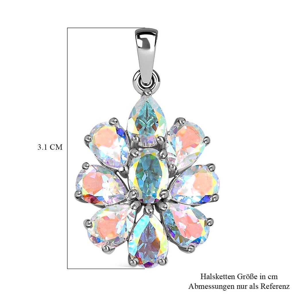 Merkur mystischer Topas Anhänger, 925 Silber platiniert ca. 7.25 ct