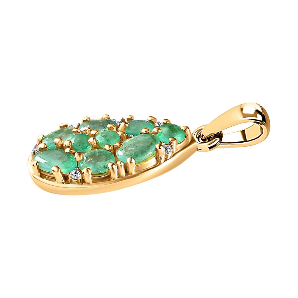 Kagem sambischer Smaragd Anhänger, 925 Silber vergoldet ca. 1.32 ct