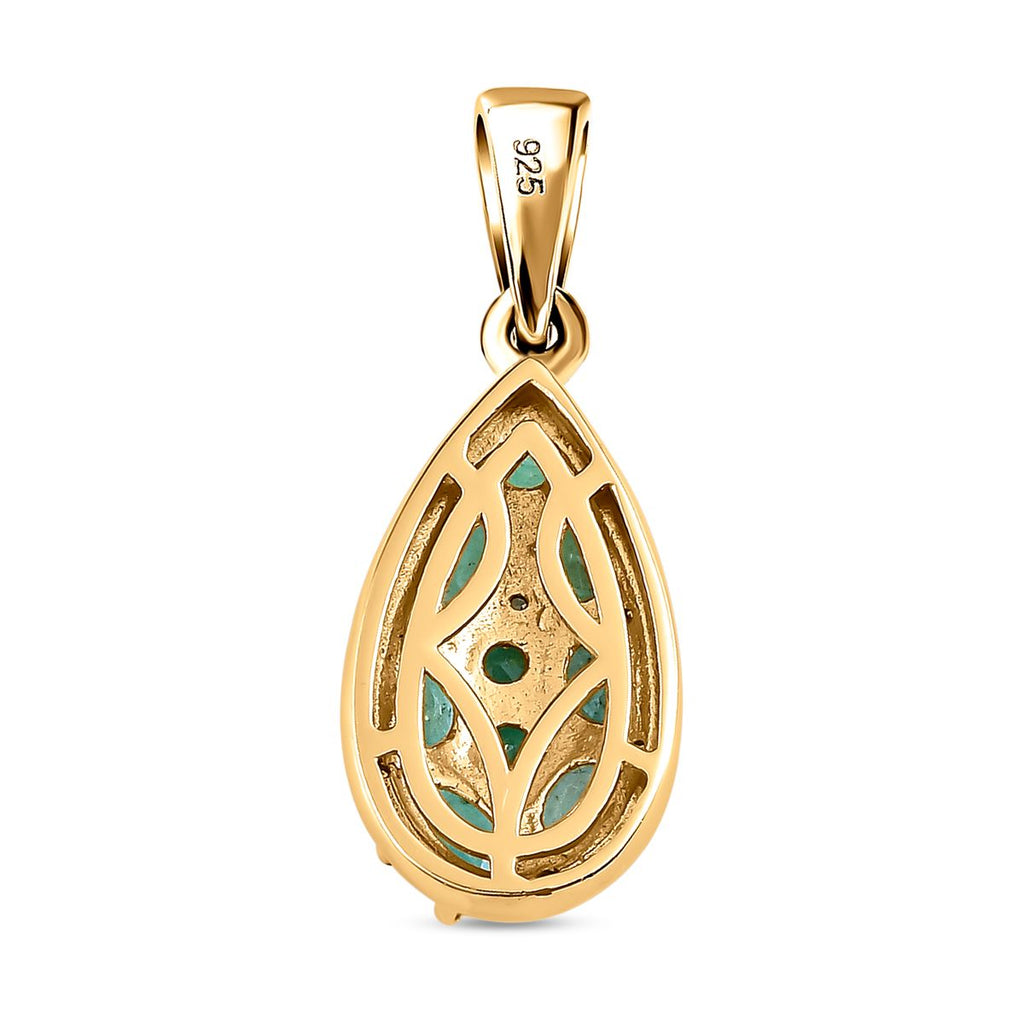 Kagem sambischer Smaragd Anhänger, 925 Silber vergoldet ca. 1.32 ct