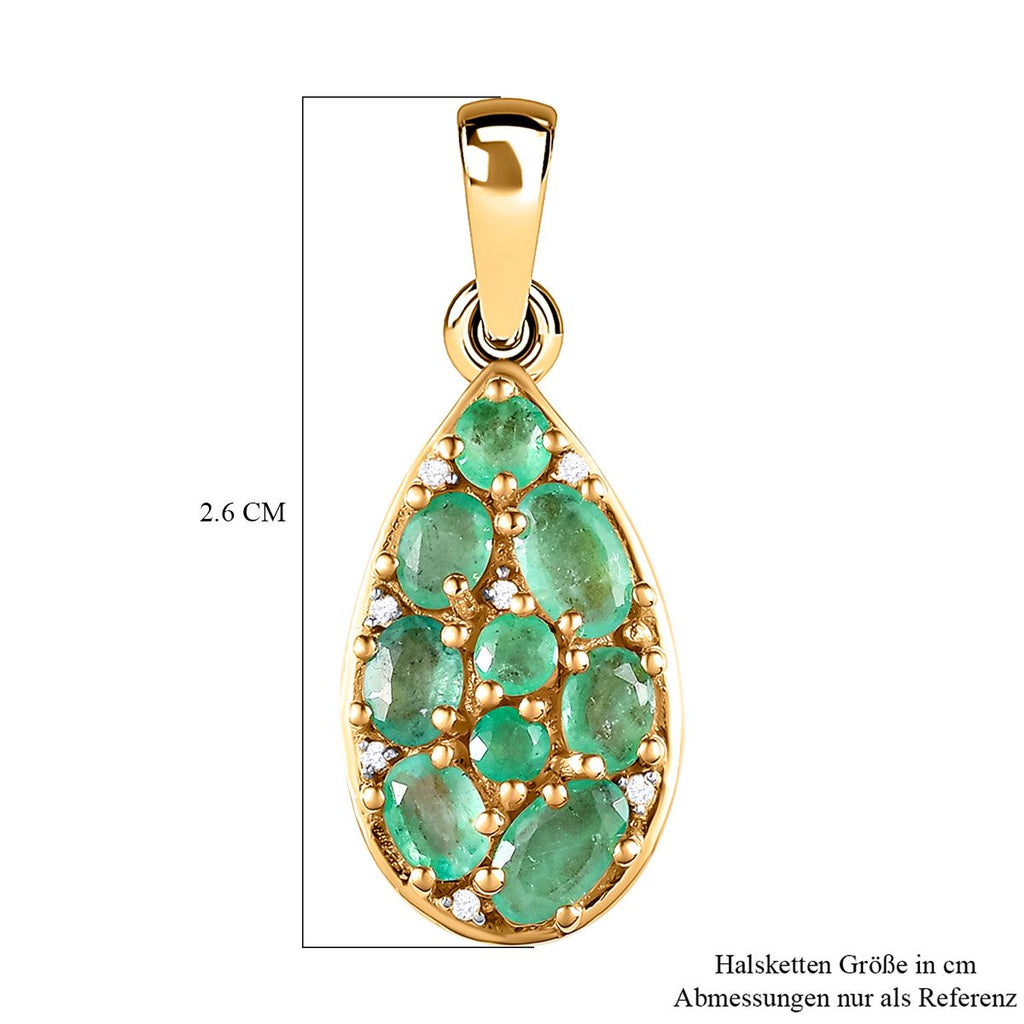 Kagem sambischer Smaragd Anhänger, 925 Silber vergoldet ca. 1.32 ct