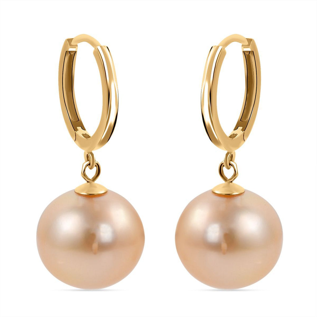 ILIANA - AAA Goldene Südsee Perlen Ohrringe, (10-11mm), 750 Gold