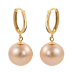 ILIANA - AAA Goldene Südsee Perlen Ohrringe, (10-11mm), 750 Gold