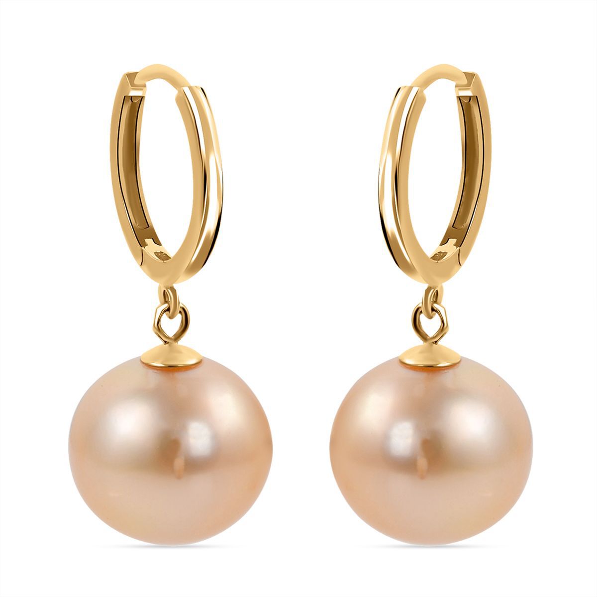 ILIANA - AAA Goldene Südsee Perlen Ohrringe, (10-11mm), 750 Gold