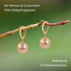ILIANA - AAA Goldene Südsee Perlen Ohrringe, (10-11mm), 750 Gold