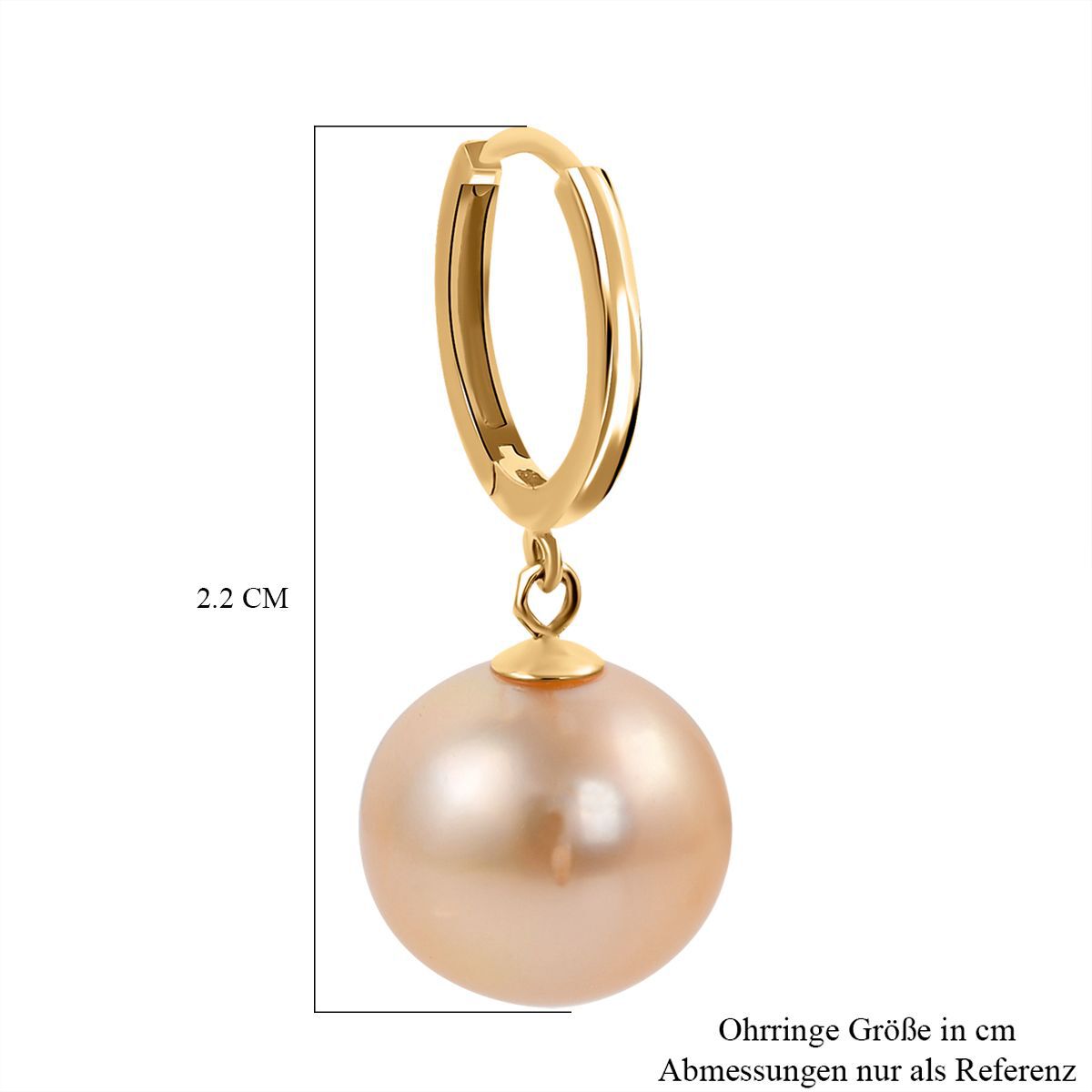 ILIANA - AAA Goldene Südsee Perlen Ohrringe, (10-11mm), 750 Gold