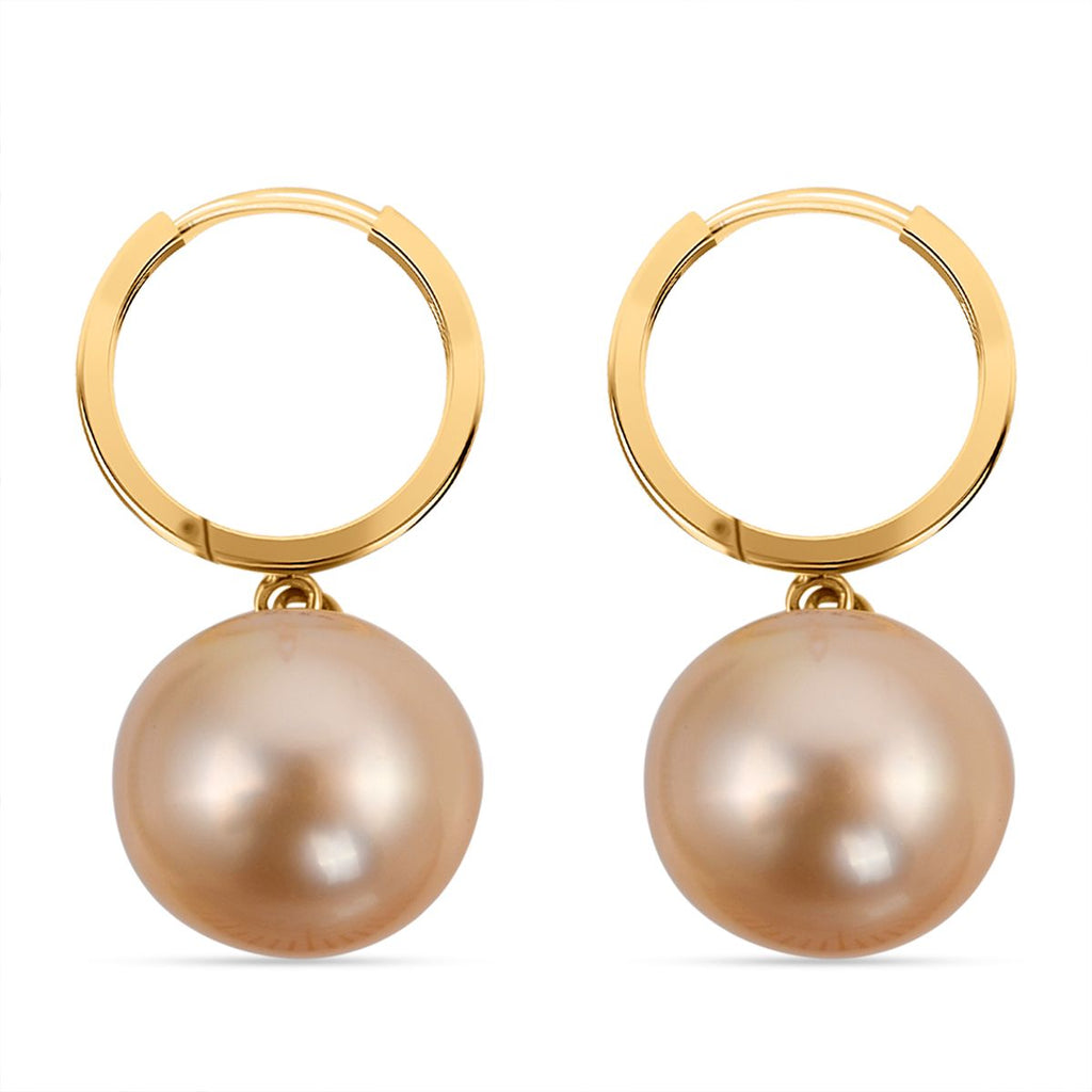 ILIANA - AAA Goldene Südsee Perlen Ohrringe, (10-11mm), 750 Gold