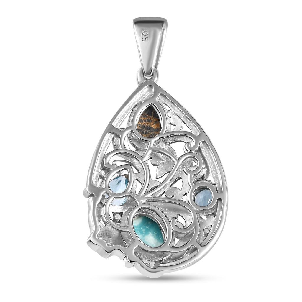 Sierra Nevada Türkis Anhänger, 925 Silber platiniert ca. 3.07 ct