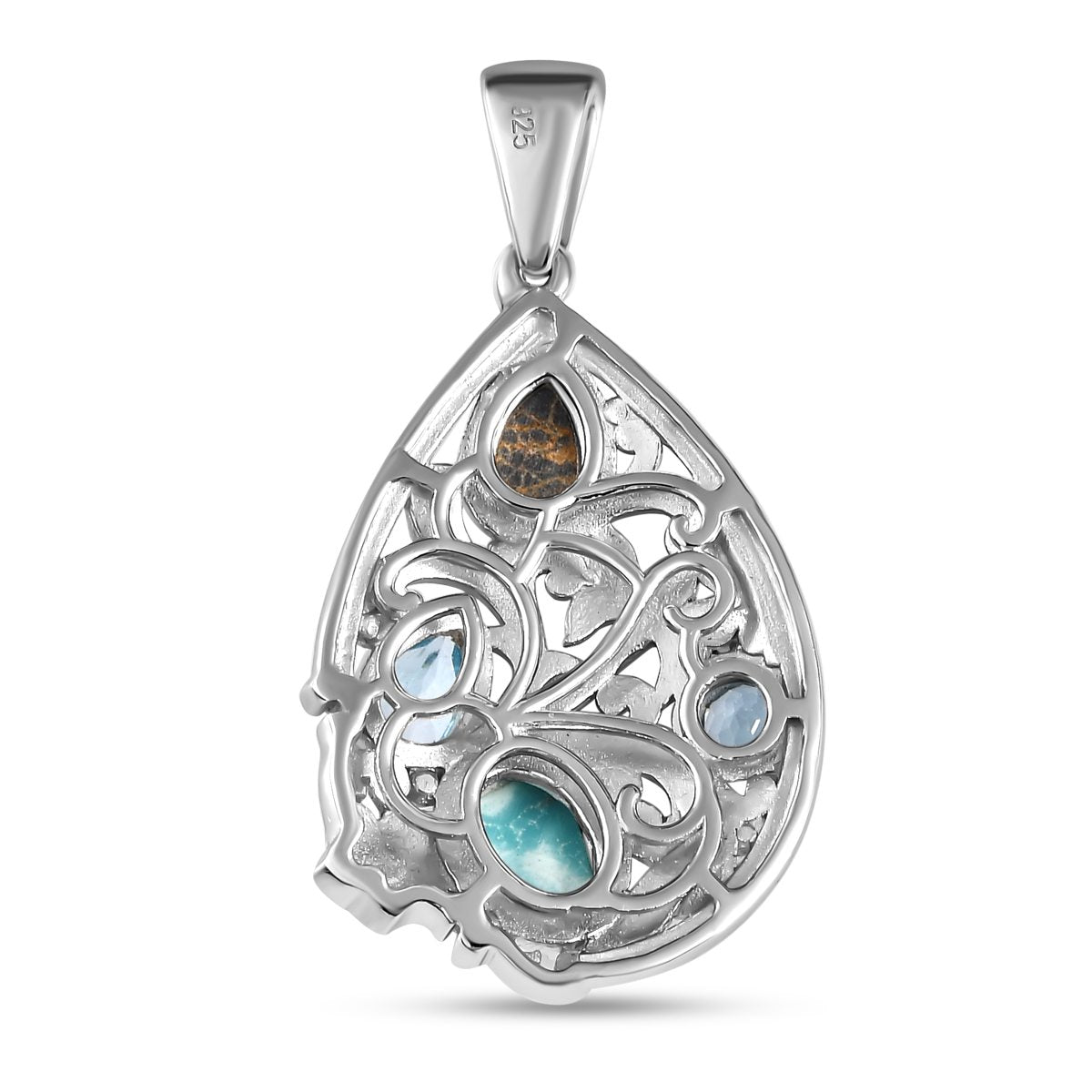 Sierra Nevada Türkis Anhänger, 925 Silber platiniert ca. 3.07 ct