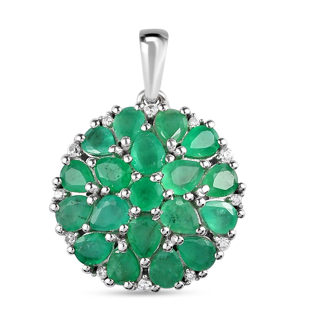 Kagem sambischer Smaragd Anhänger, 925 Silber platiniert ca. 2.05 ct