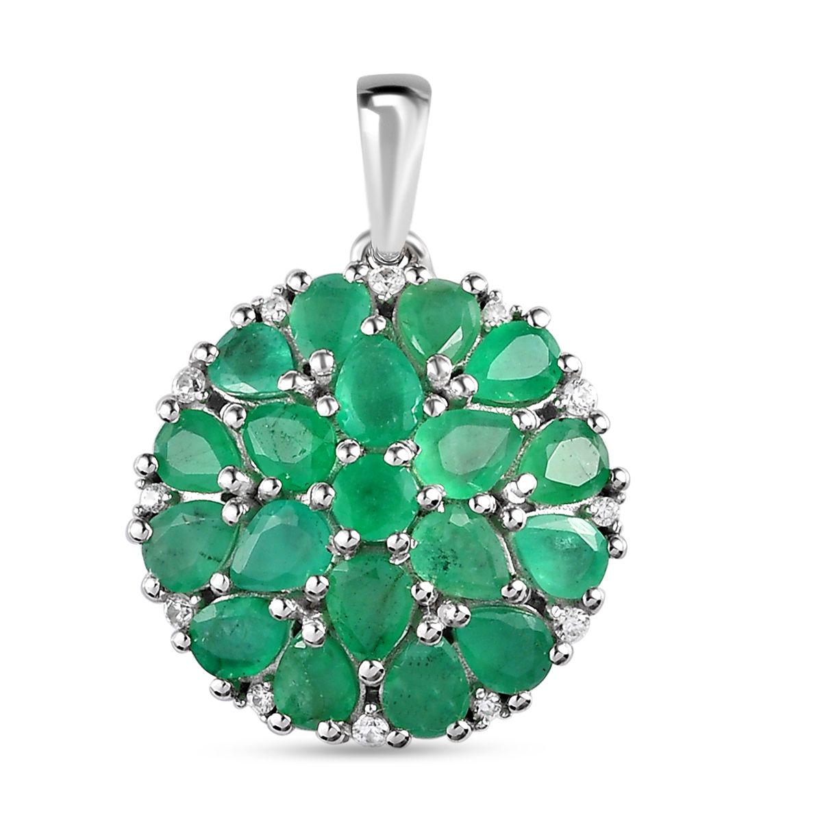 Kagem sambischer Smaragd Anhänger, 925 Silber platiniert ca. 2.05 ct