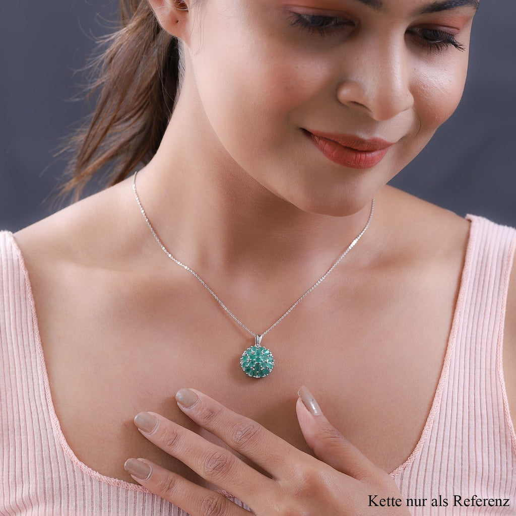 Kagem sambischer Smaragd Anhänger, 925 Silber platiniert ca. 2.05 ct