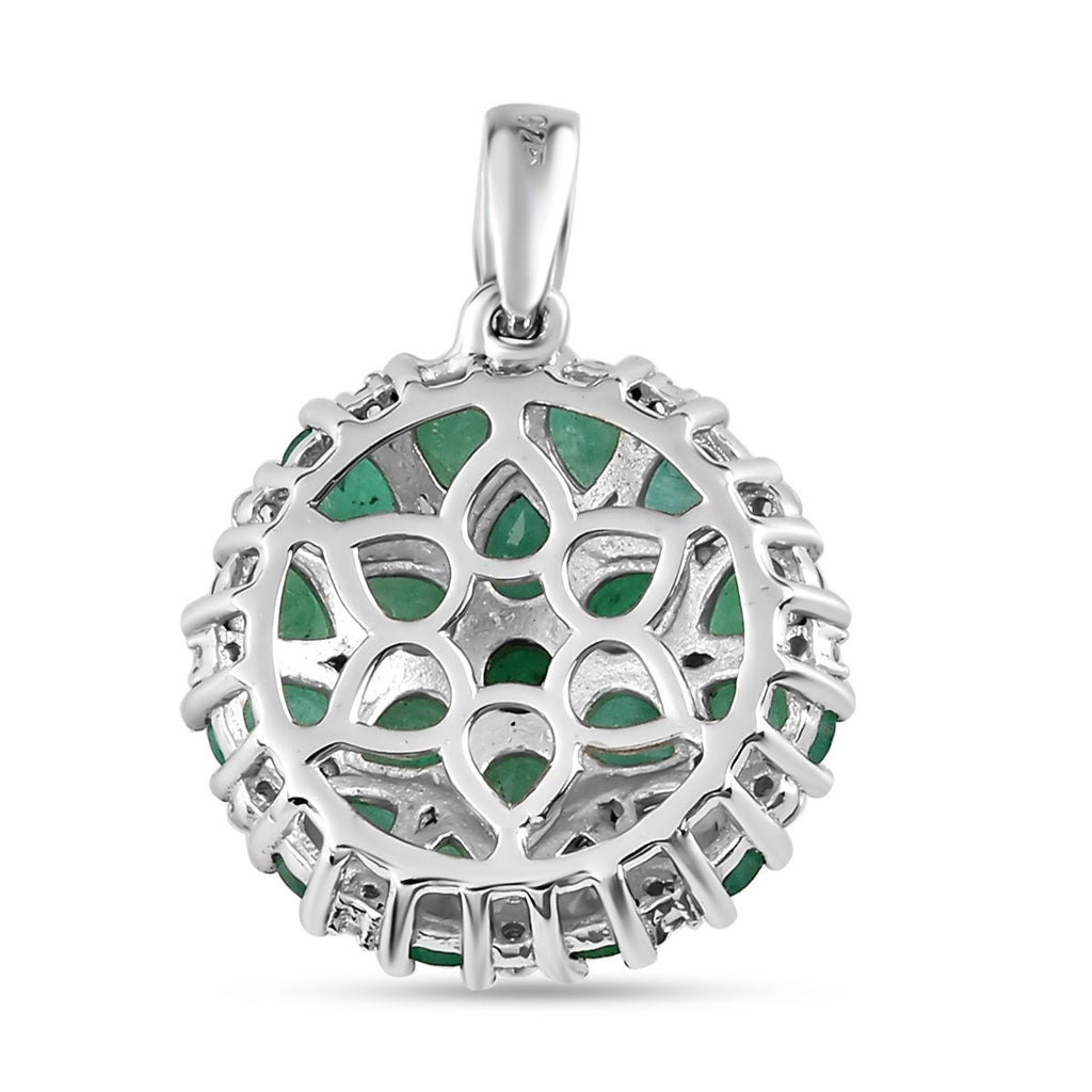 Kagem sambischer Smaragd Anhänger, 925 Silber platiniert ca. 2.05 ct