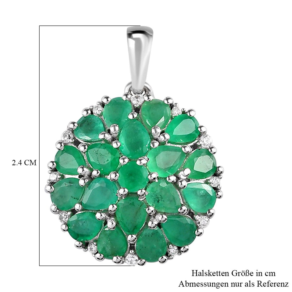 Kagem sambischer Smaragd Anhänger, 925 Silber platiniert ca. 2.05 ct