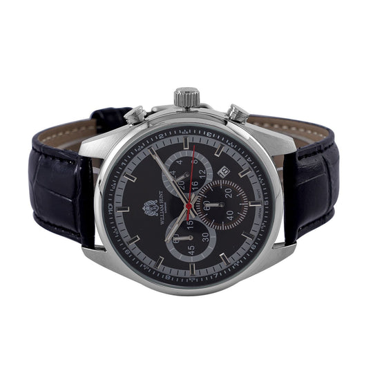 William Hunt - Echtleder-Armbanduhr im Hollywood-Glamour-Stil, 5ATM Wasserdicht, Japanisches Uhrwerk, schwarz