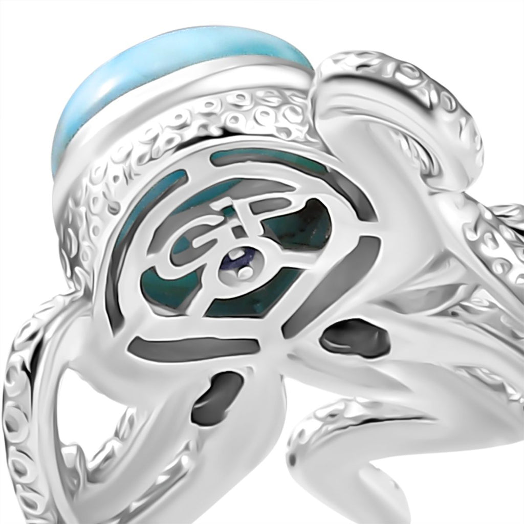 GP Trionfo Kollektion - Larimar, schwarzer Spinell und blauer Saphir Ring und Anhänger mit 45cm Kette