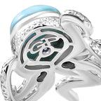 GP Trionfo Kollektion - Larimar, schwarzer Spinell und blauer Saphir Ring und Anhänger mit 45cm Kette