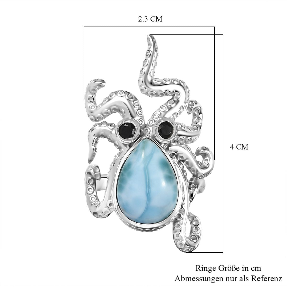 GP Trionfo Kollektion - Larimar, schwarzer Spinell und blauer Saphir Ring und Anhänger mit 45cm Kette