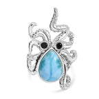 GP Trionfo Kollektion - Larimar, schwarzer Spinell und blauer Saphir Ring und Anhänger mit 45cm Kette