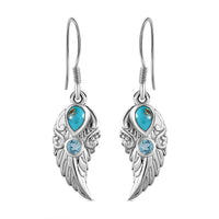 Sierra Nevada Türkis und Blau Topas Ohrringe, 925 Silber platiniert ca. 1.21 ct