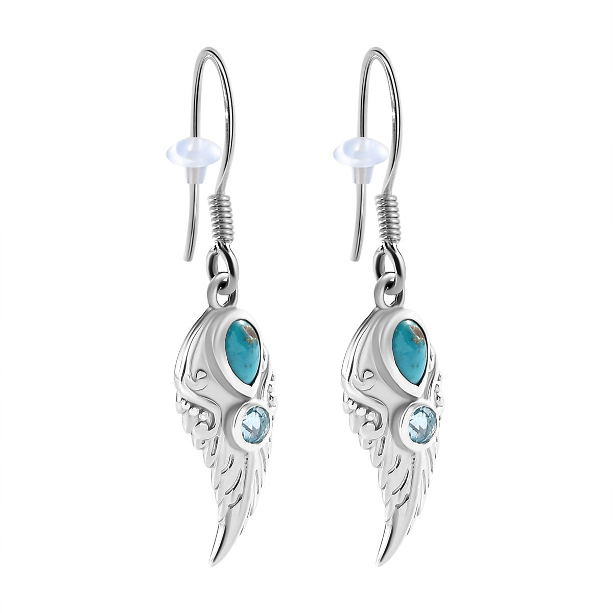 Sierra Nevada Türkis und Blau Topas Ohrringe, 925 Silber platiniert ca. 1.21 ct