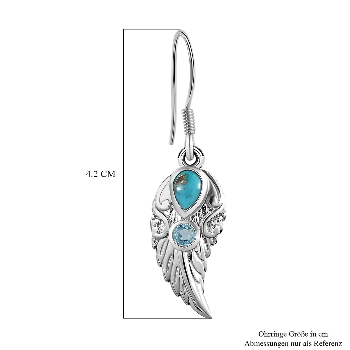 Sierra Nevada Türkis und Blau Topas Ohrringe, 925 Silber platiniert ca. 1.21 ct